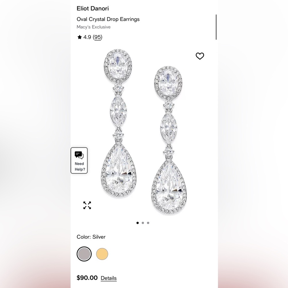 Eliot Danori Oval Crystal Drop Earrings in Silver - Picture 10 of 11
